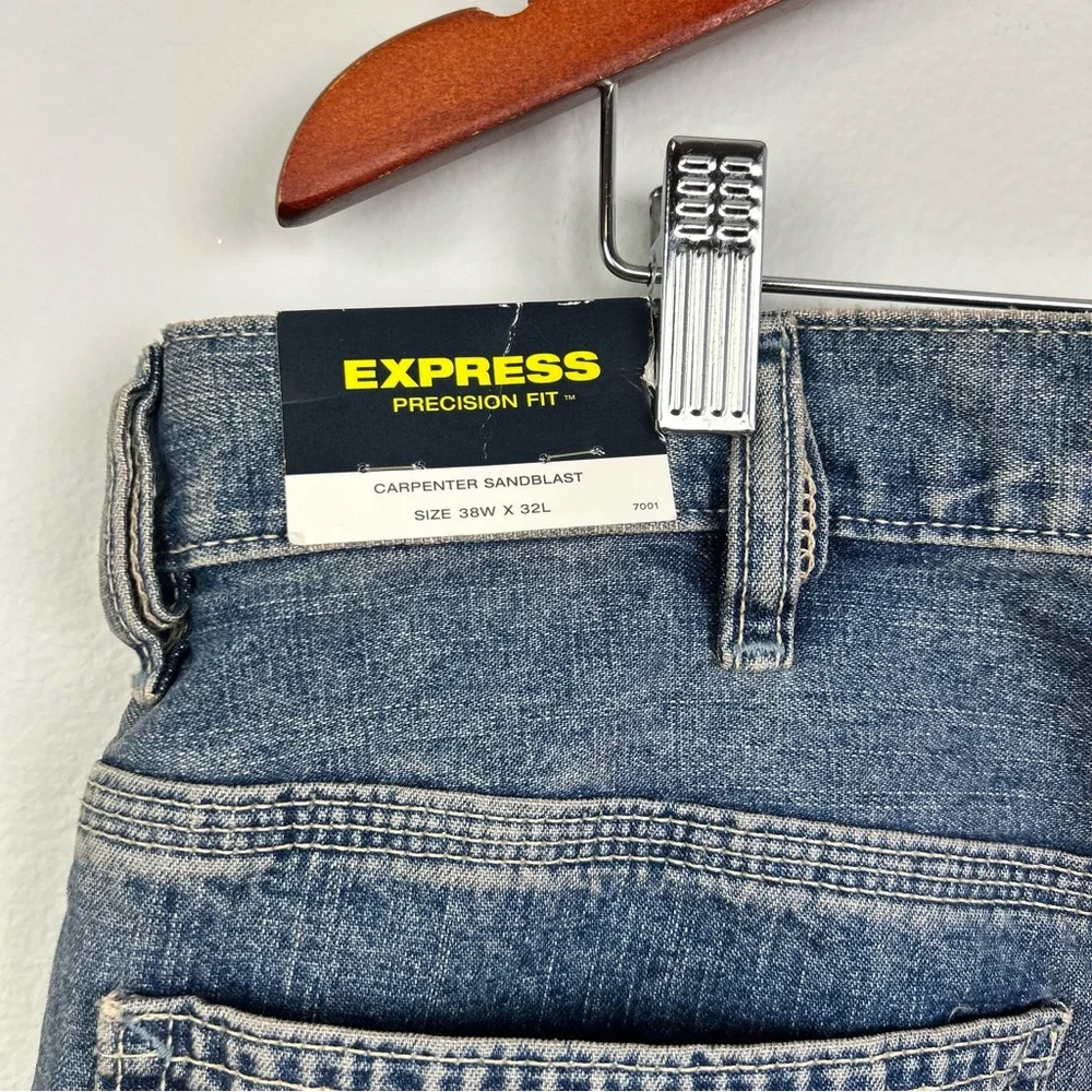 Express precision  fit carpenter sandblast  jeans men’s size 38W 32L blue NWT